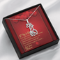 Graceful Love Giraffe Necklace - Red Hearts - Wife