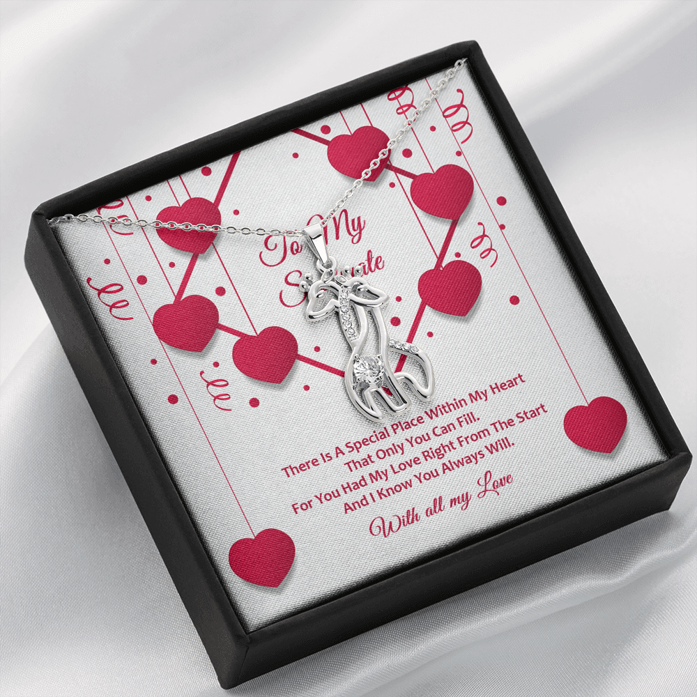 Graceful Love Giraffe Necklace - Red Ribbons - Soulmate
