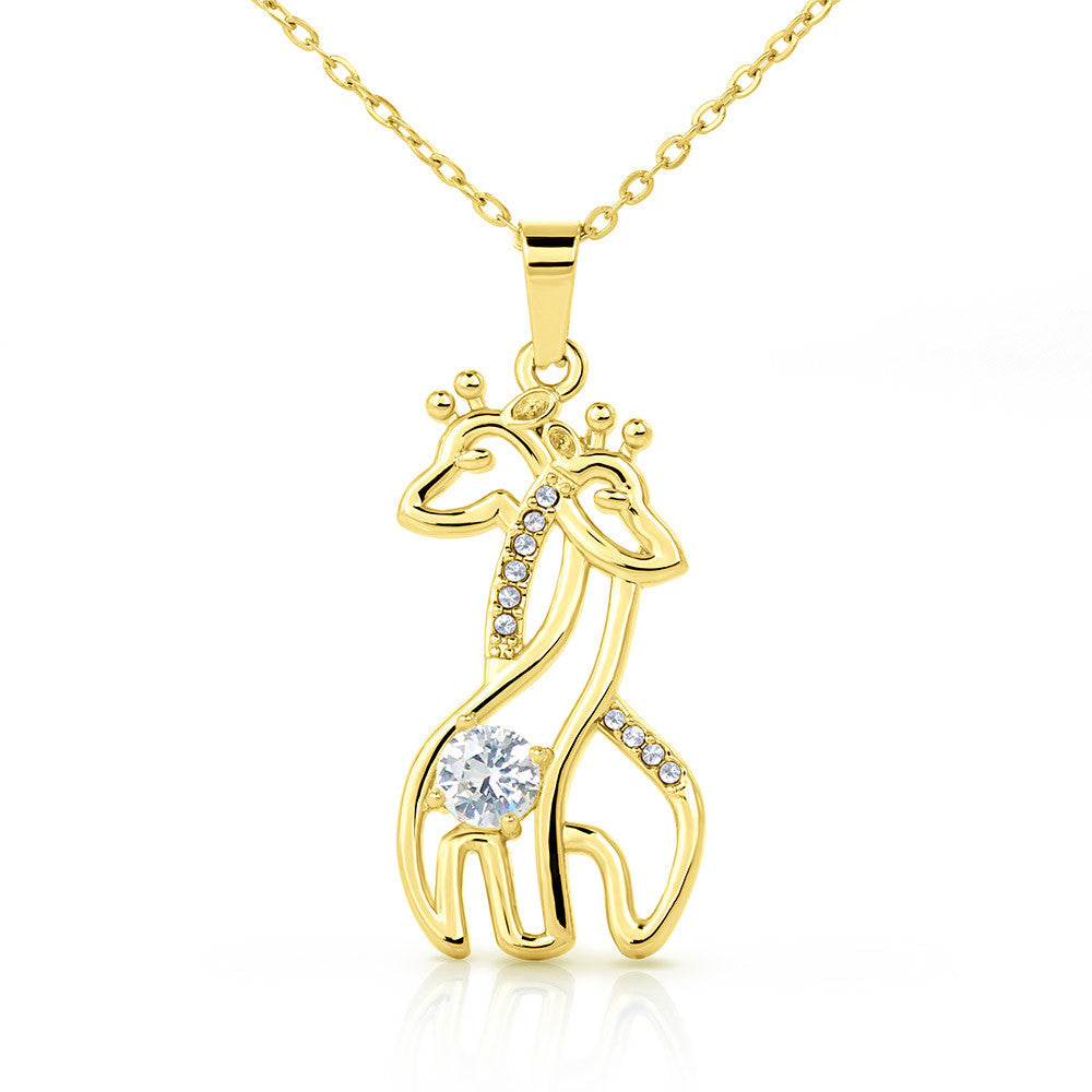 Graceful Love Giraffe Necklace - Glitter Blue
