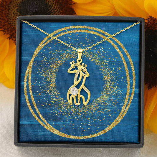 Graceful Love Giraffe Necklace - Glitter Blue