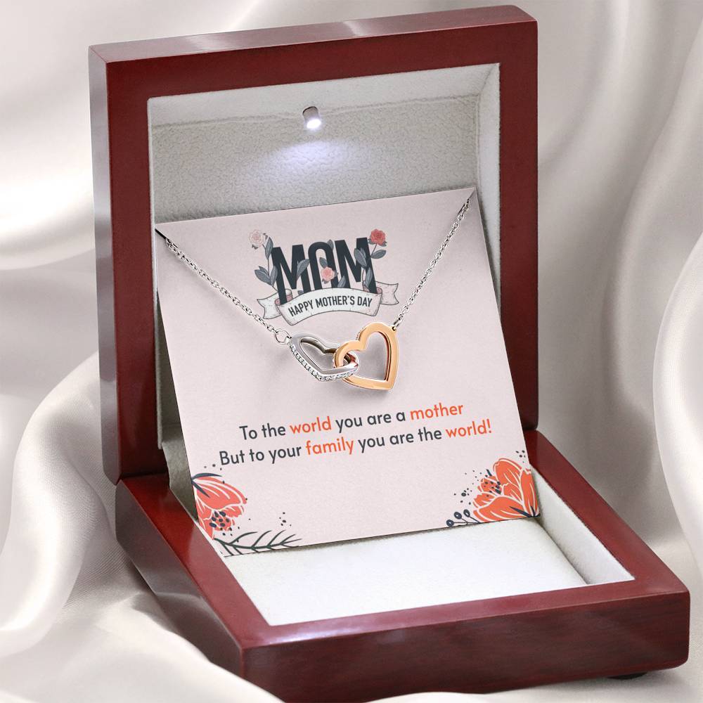 Interlocking Hearts Necklace - Pastel Poppy - Mom