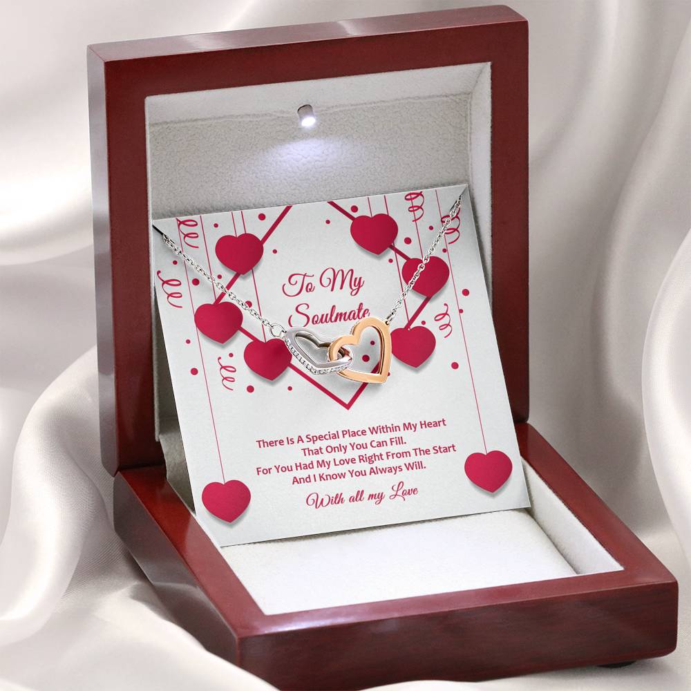 Interlocking Hearts Necklace - Red Ribbons - Soulmate