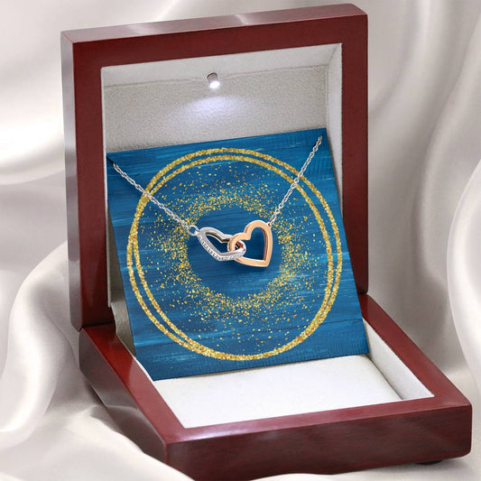 Interlocking Hearts Necklace - Glitter Blue
