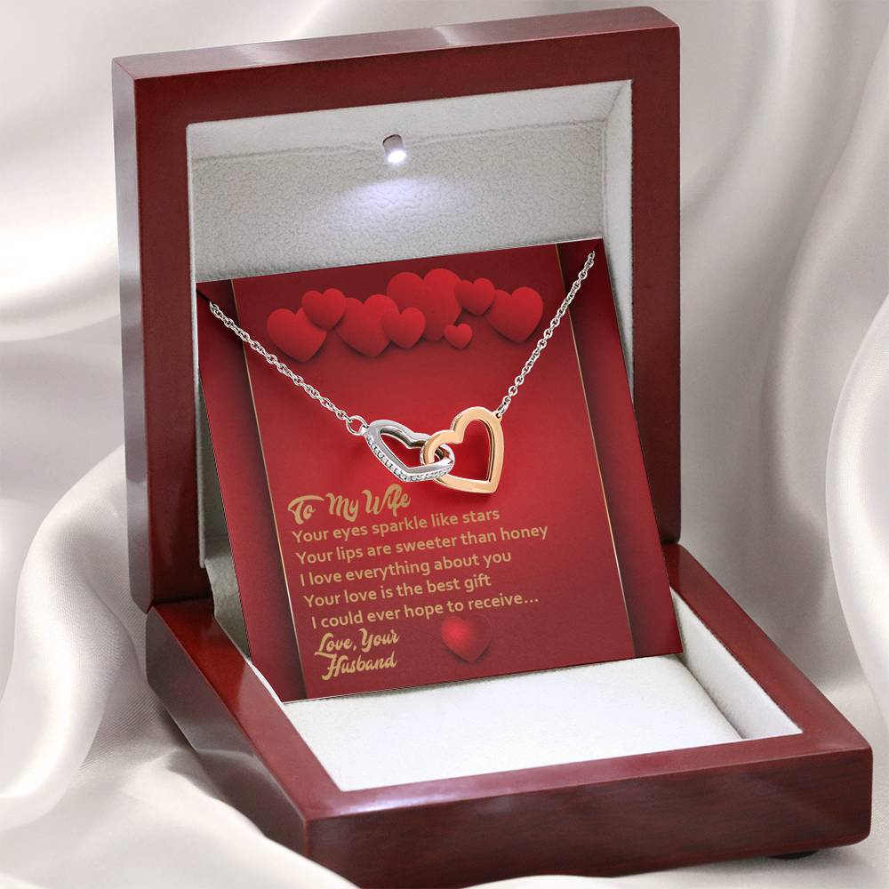 Interlocking Hearts Necklace - Red Hearts - Wife