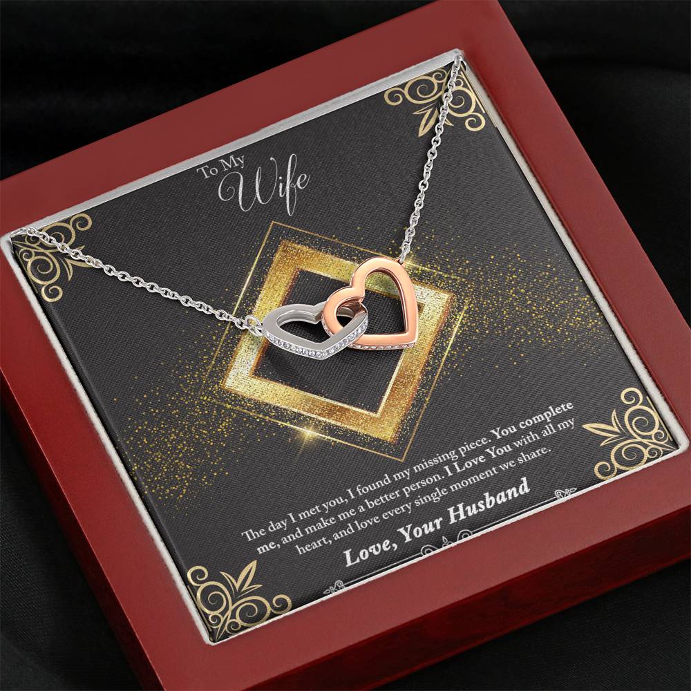 Interlocking Hearts Necklace - Glitter - Wife