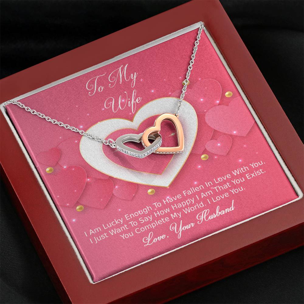 Interlocking Hearts Necklace - Pink Delight - Wife