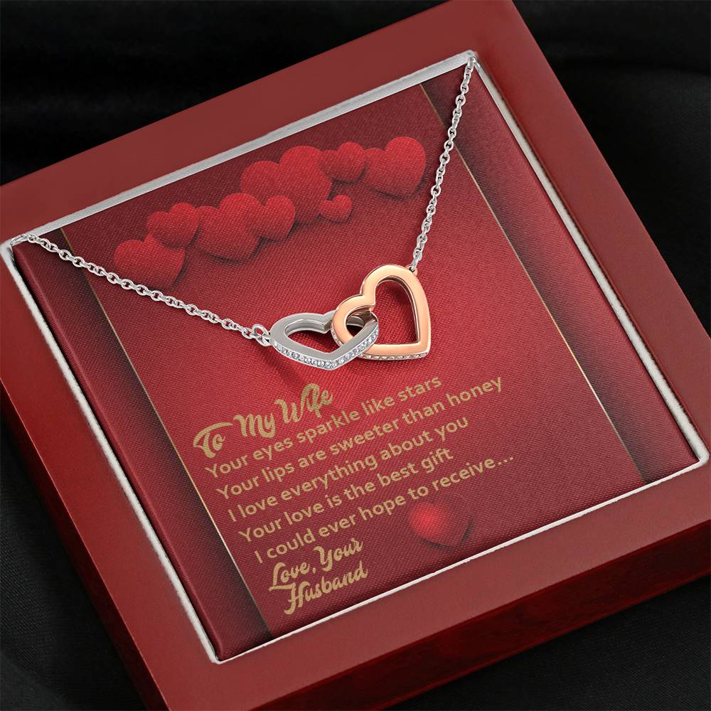 Interlocking Hearts Necklace - Red Hearts - Wife