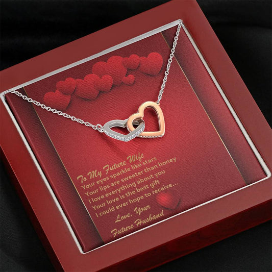 Interlocking Hearts Necklace - Red Hearts - Future Wife