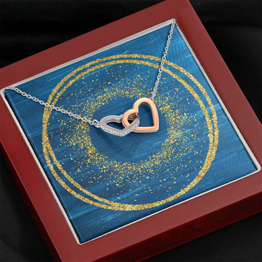 Interlocking Hearts Necklace - Glitter Blue