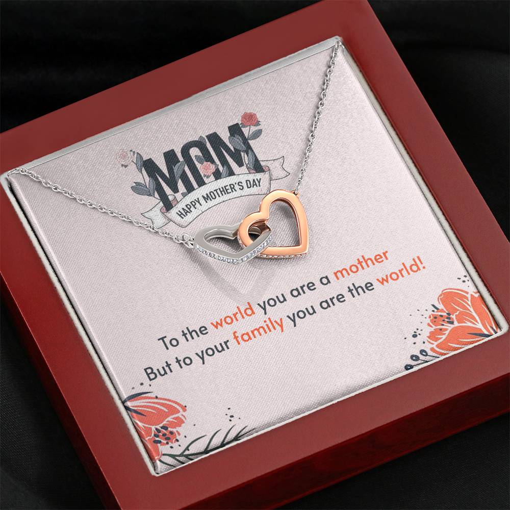Interlocking Hearts Necklace - Pastel Poppy - Mom