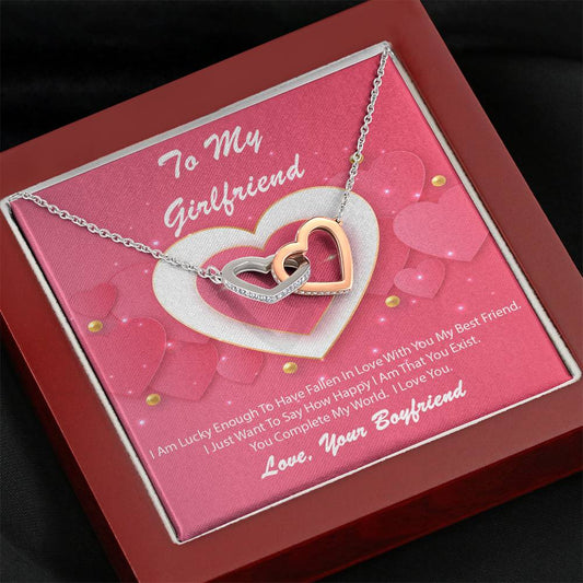 Interlocking Hearts Necklace - Pink Delight - Girlfriend