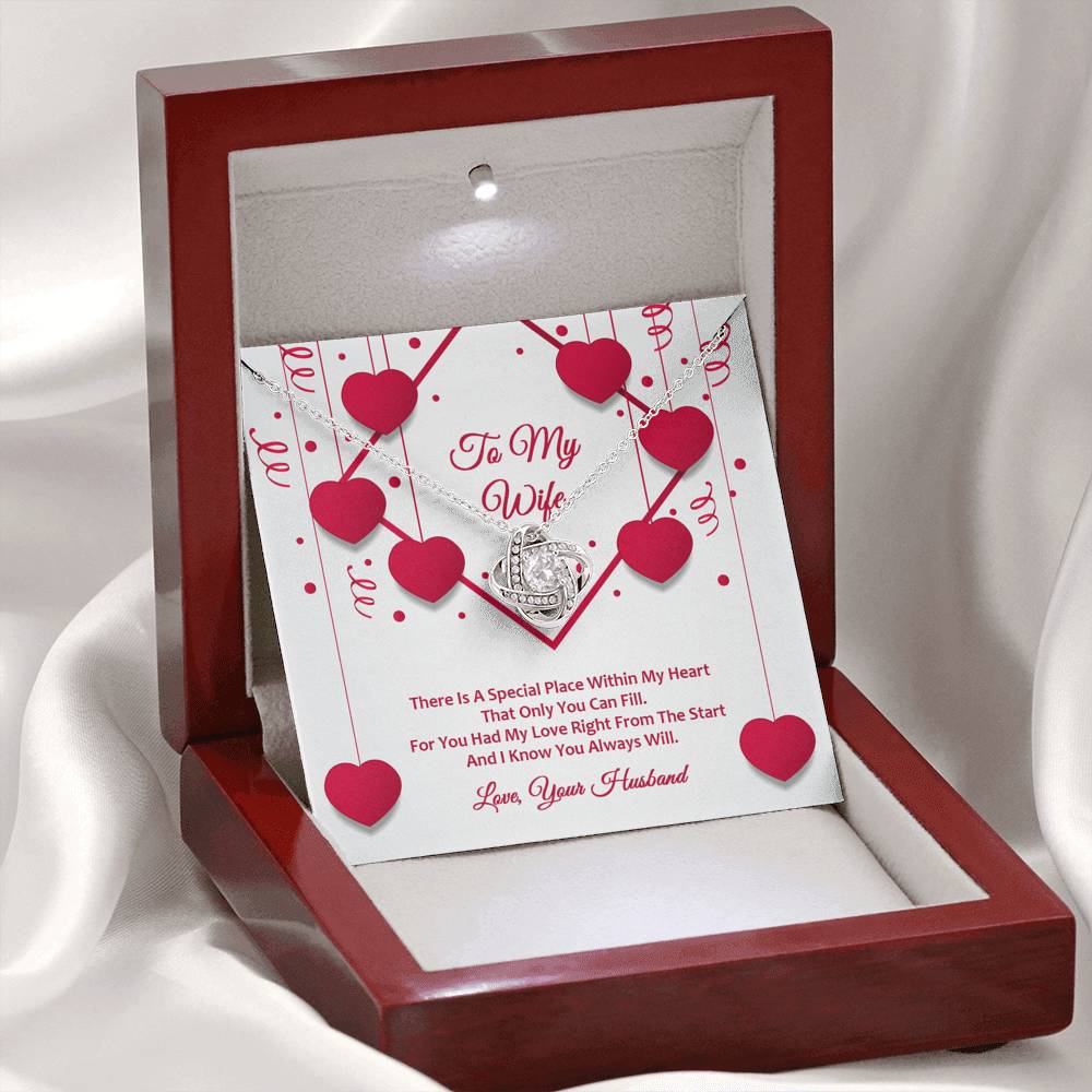 Love Knot Necklace - Red Ribbons - Wife