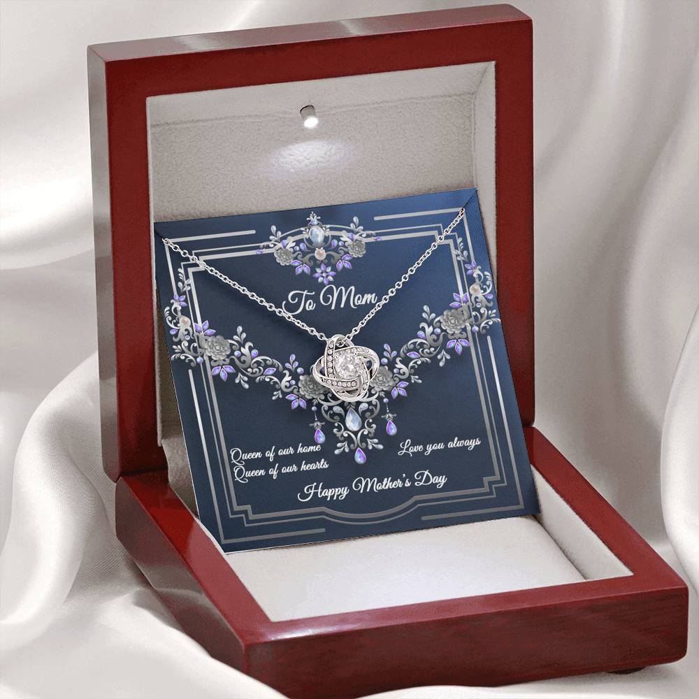 Love Knot Necklace - Navy Crystal - Mom