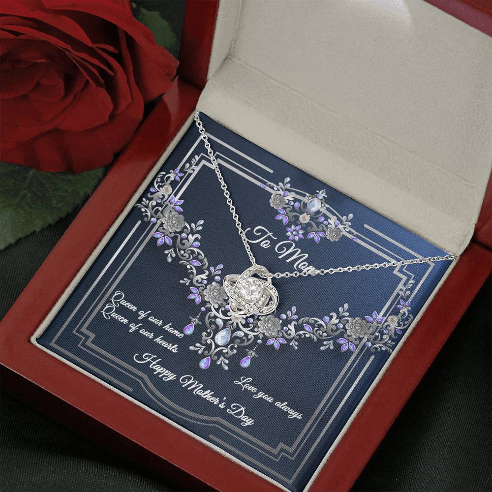 Love Knot Necklace - Navy Crystal - Mom