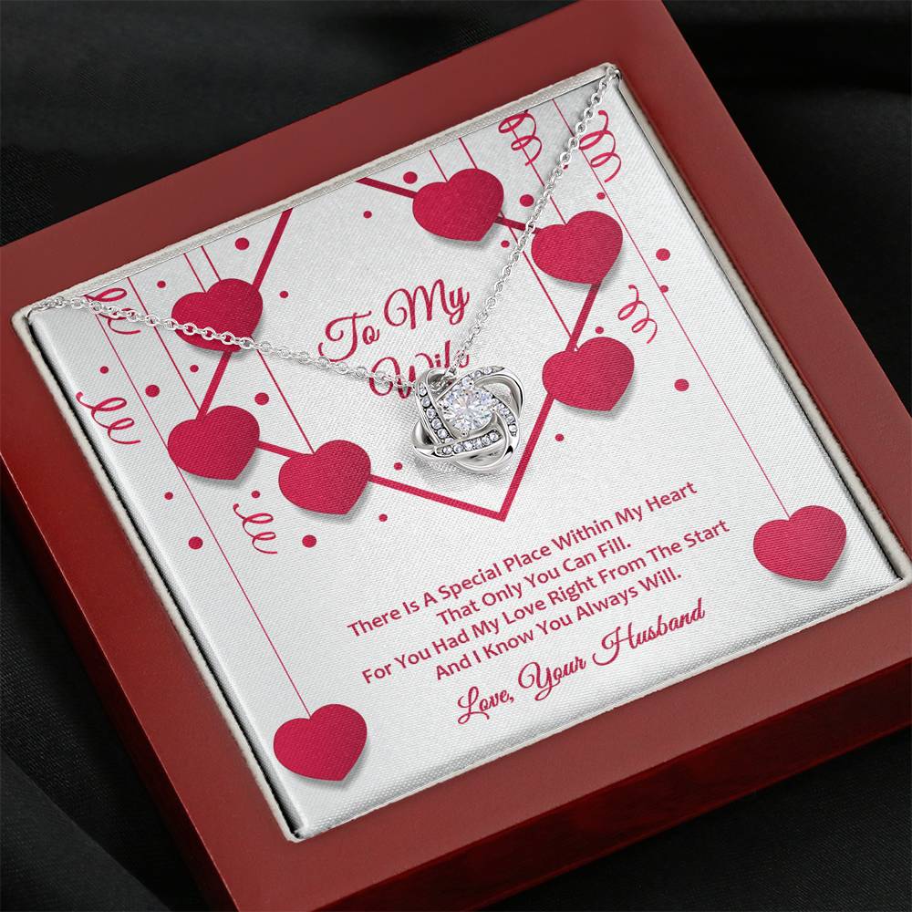 Love Knot Necklace - Red Ribbons - Wife