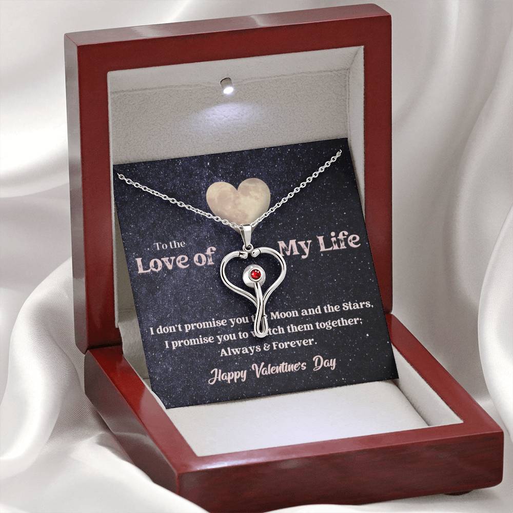 Stethoscope Necklace - Moon and Stars - Valentine