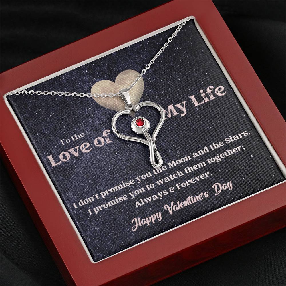 Stethoscope Necklace - Moon and Stars - Valentine