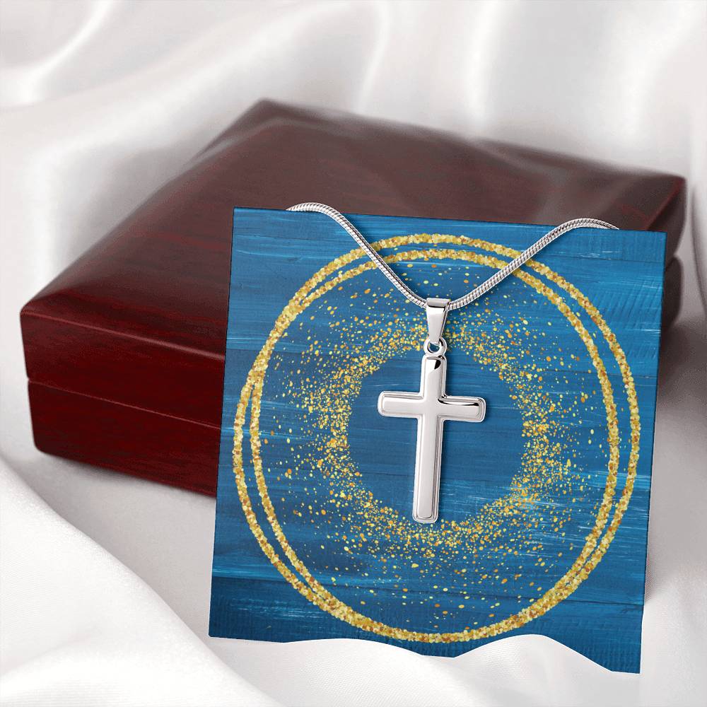 Cross Necklace - Glitter Blue