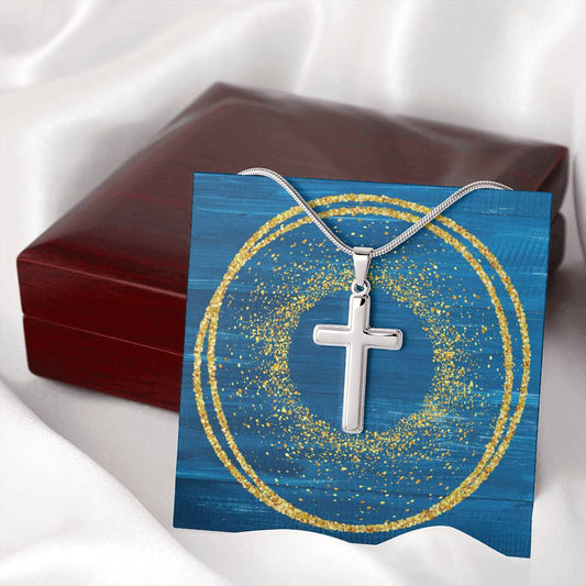 Cross Necklace - Glitter Blue