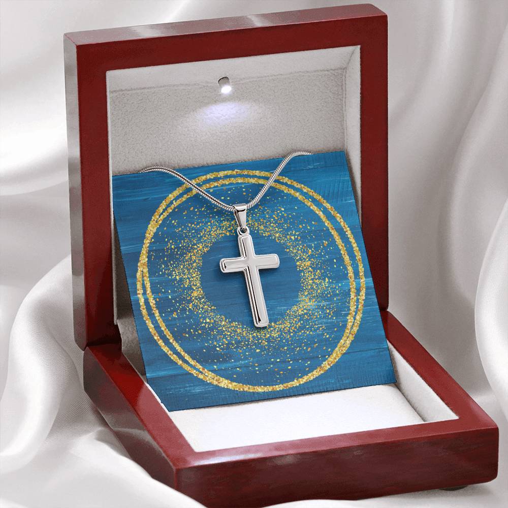 Cross Necklace - Glitter Blue