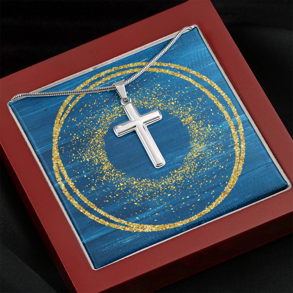 Cross Necklace - Glitter Blue