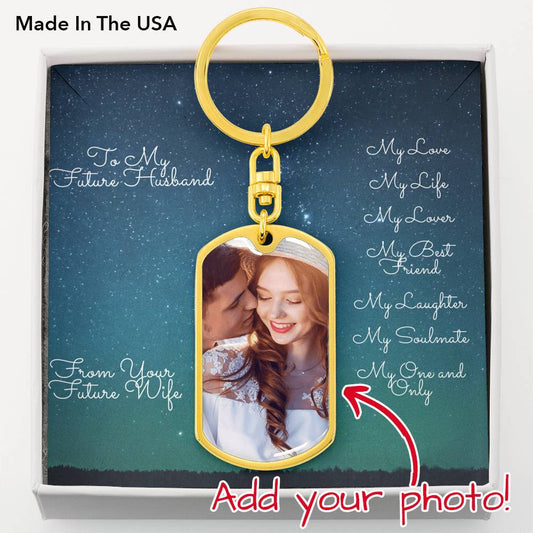 Photo Memory Dog Tag Keychain - Stars - Future Husband
