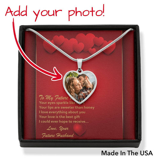 Photo Memory Heart Necklace - Red Hearts - Future Wife