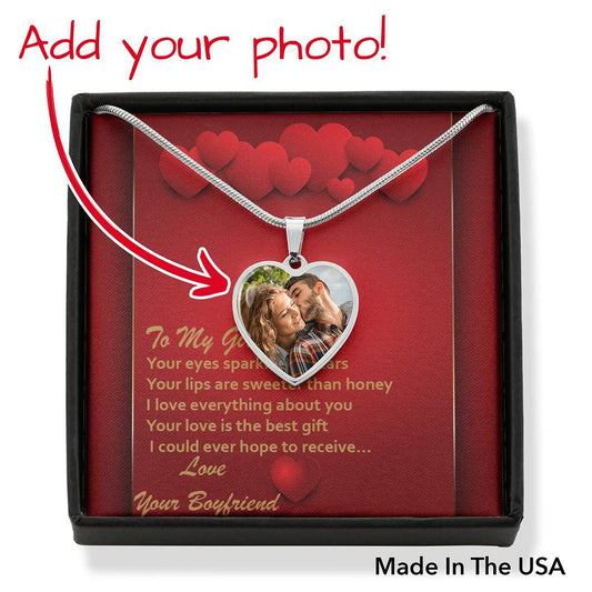 Photo Memory Heart Necklace - Red Hearts - Girlfriend