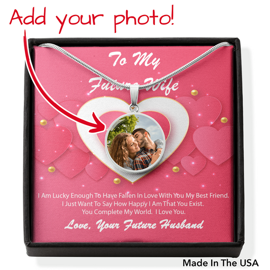 Photo Memory Circle Necklace - Pink Delight - Future Wife