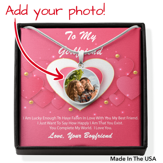 Photo Memory Circle Necklace - Pink Delight - Girlfriend