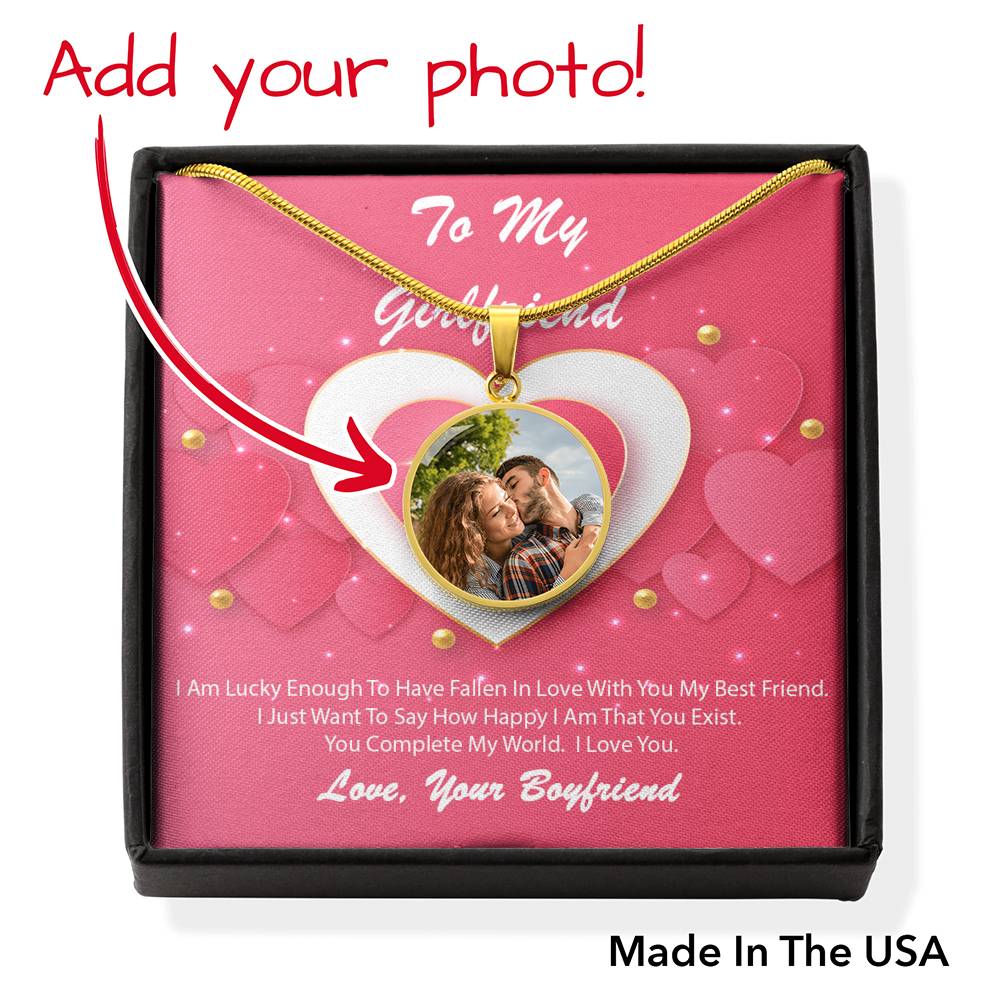 Photo Memory Circle Necklace - Pink Delight - Girlfriend